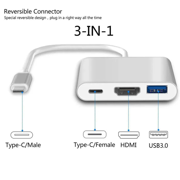 خرید تبدیل Type-C به USB Type-C، USB Type-A، HDMI پرووان مدل PHU552